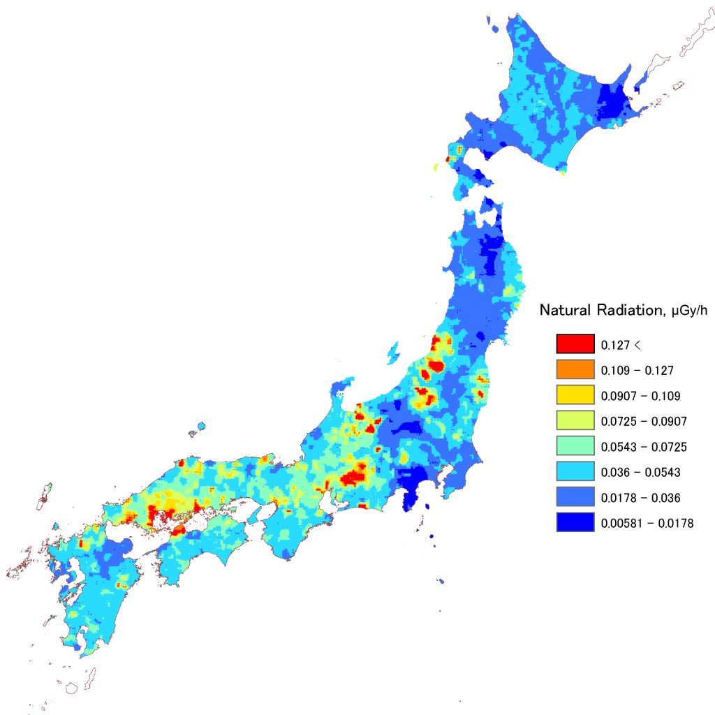 日本の自然放射線量地図